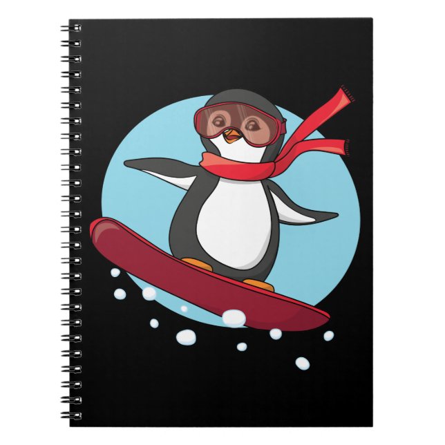 Snowboarding Penguin Notebook (Front)