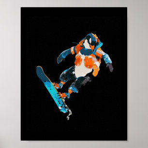 Snowboarding Penguin Winter Sports Fun Poster