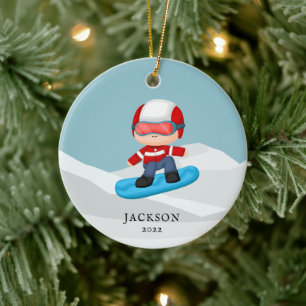 Snowboarding Personalised Christmas Ceramic Ornament