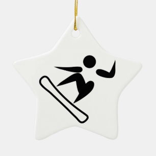 Snowboarding Pictograph Ceramic Ornament