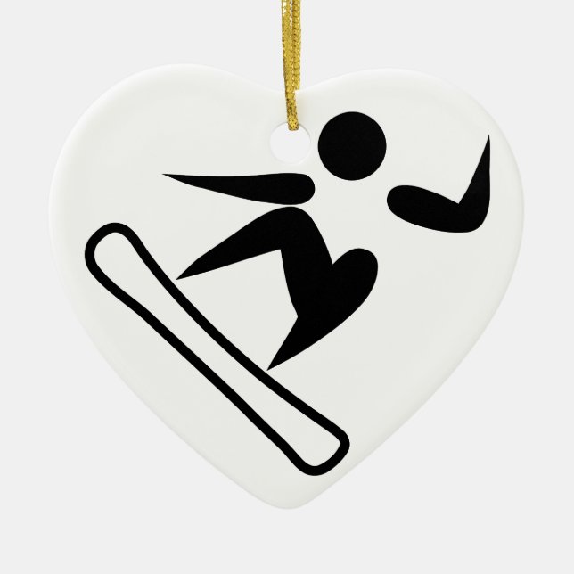 Snowboarding Pictograph Ceramic Tree Decoration (Front)