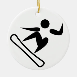 Snowboarding Pictograph Ceramic Tree Decoration