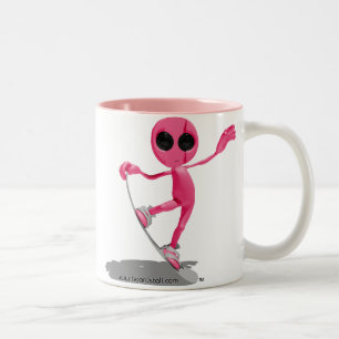 Snowboarding Pink Alien Mug