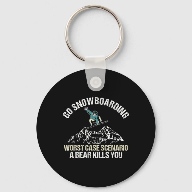 Snowboarding Player Snowboard Bear Winter Sport Sn Key Ring (Front)