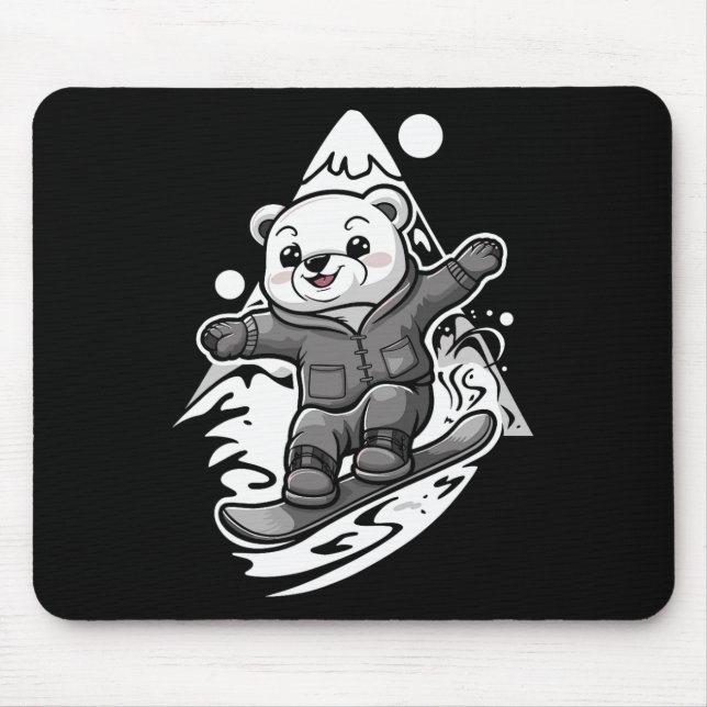 Snowboarding Polar Bear Mountain Snowboard Snowboa Mouse Pad (Front)