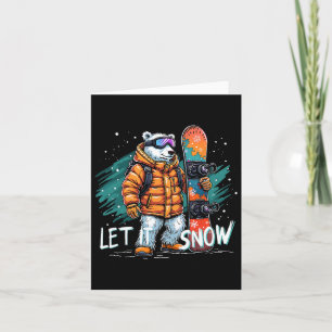 Snowboarding Polar Bear Winter Fun Arctic Adventur Card