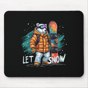 Snowboarding Polar Bear Winter Fun Arctic Adventur Mouse Pad