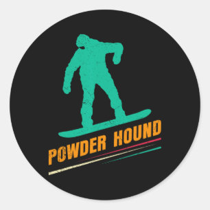 Snowboarding Powder Hound Funny Snowboard Children Classic Round Sticker
