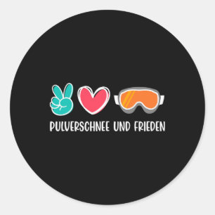 Snowboarding Powder Snow And Peace Funny Snowboard Classic Round Sticker