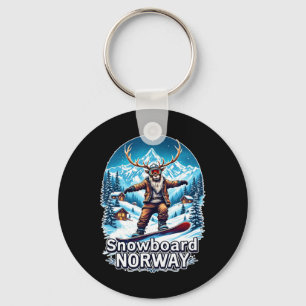 Snowboarding Reindeer Adventure In Norway  Key Ring