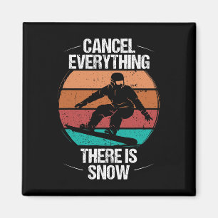 Snowboarding Retro Cancel Everything Snow Vintage  Magnet