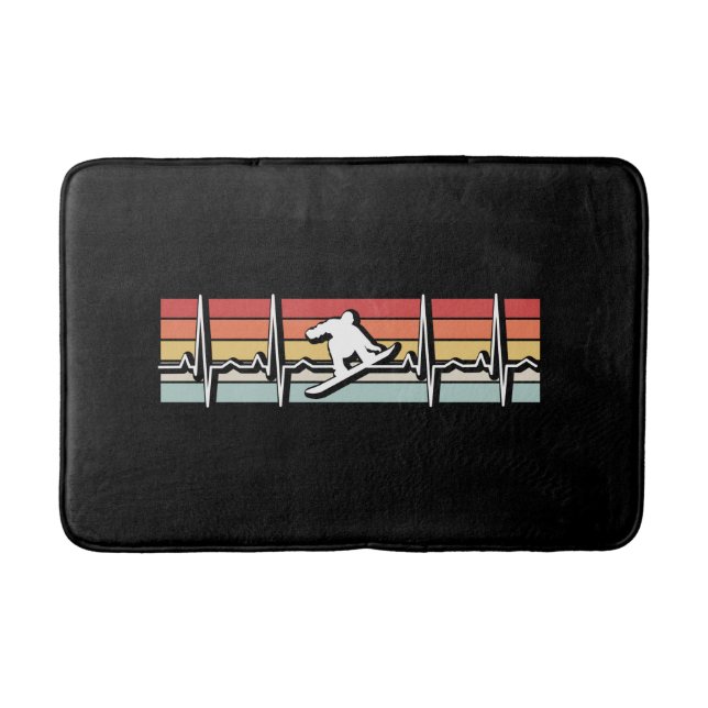 Snowboarding Retro Heartbeat Bath Mat (Front)