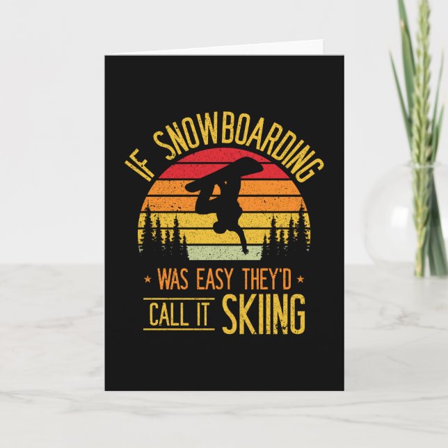 Snowboarding Retro Skiing On Snow Snowboarder Card (Front)