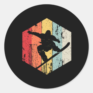 Snowboarding Retro Style Snowboarder  Classic Round Sticker