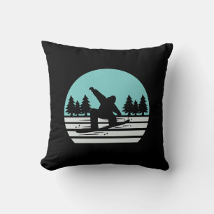 Snowboarding Retro Vintage Cushion