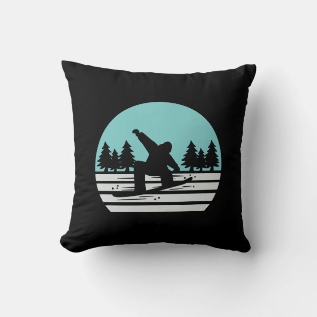 Snowboarding Retro Vintage Cushion (Front)