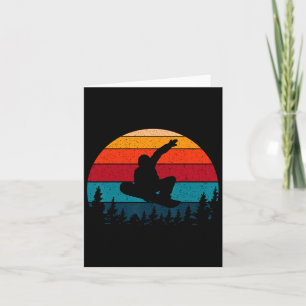 Snowboarding Retro Vintage Sunset Skier Card