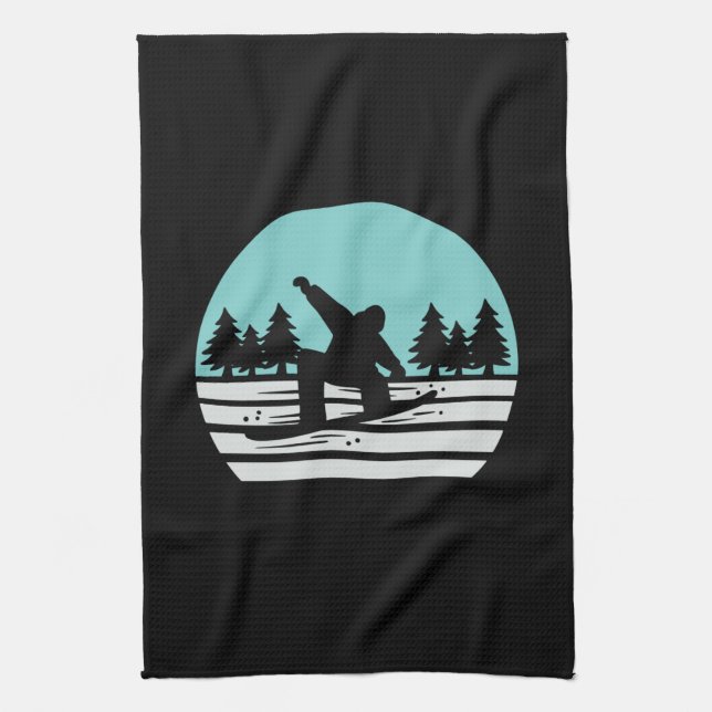 Snowboarding Retro Vintage Tea Towel (Vertical)