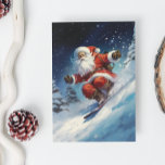 Snowboarding Santa Holiday Card<br><div class="desc">This design was created though digital art. It may be personalised in the area provided by changing the photo and/or text. Or it can be customised by choosing the click to customise further option and delete or change the colour the background, add text, change the text colour or style, or...</div>