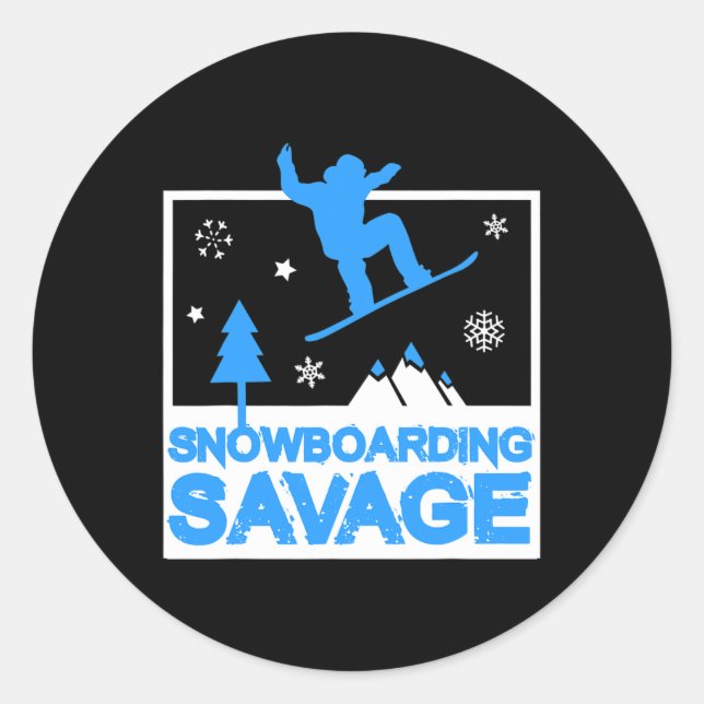 Snowboarding Savage Kids Cool Youth Freestyle Snow Classic Round Sticker (Front)
