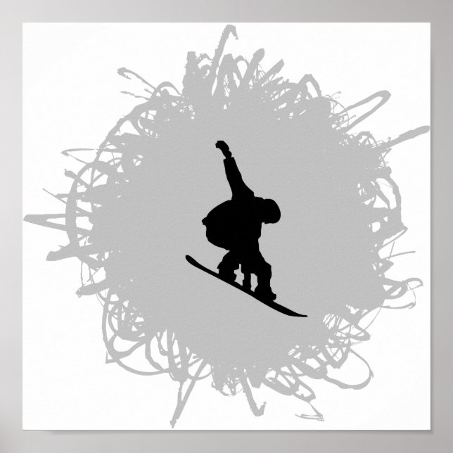 Snowboarding Scribble Style Poster (Front)