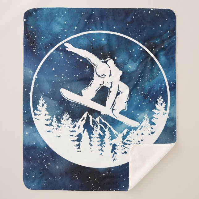 Snowboarding Sherpa Blanket (Front)