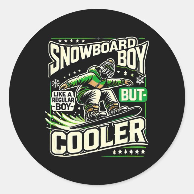 Snowboarding Shirt Boys Snowboarder Snowboard Love Classic Round Sticker (Front)