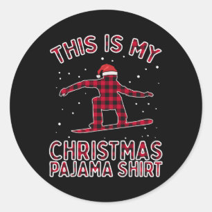 Snowboarding Shirt For Men Christmas Pyjamas Xmas Classic Round Sticker