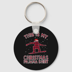 Snowboarding Shirt For Men Christmas Pyjamas Xmas Key Ring