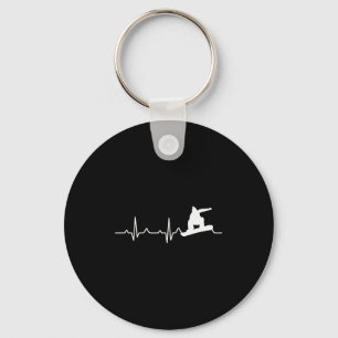 Snowboarding Shirt Heartbeat Snowboarder Gift Key Ring