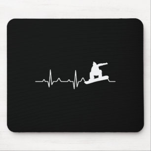 Snowboarding Shirt Heartbeat Snowboarder Gift Mouse Pad