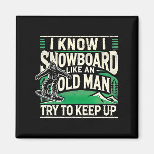 Snowboarding Shirt Men Grandpa Snowboarder Snowboa Magnet