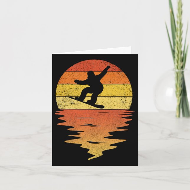 Snowboarding Shirt Retro Sunset 70s Vintage Snowbo Card (Front)