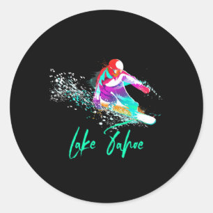 Snowboarding Shirt Vintage Lake Tahoe California T Classic Round Sticker