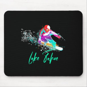 Snowboarding Shirt Vintage Lake Tahoe California T Mouse Pad