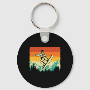 Snowboarding Shirts Retro Vintage Snowboarder - Wi Key Ring