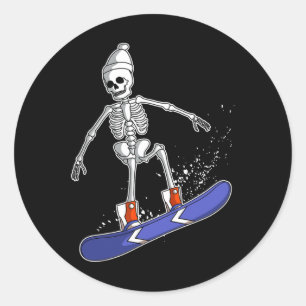 Snowboarding Skeleton Skiing Snowboarder  Classic Round Sticker
