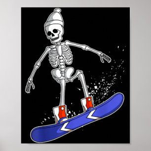 Snowboarding skeleton skiing snowboarder poster