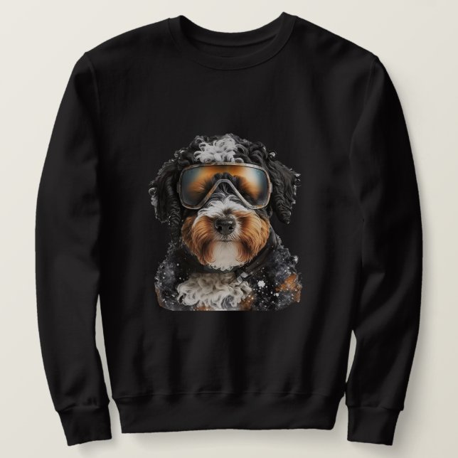Snowboarding Ski Bernedoodle Bernese Dog Dad Mum Sweatshirt (Design Front)
