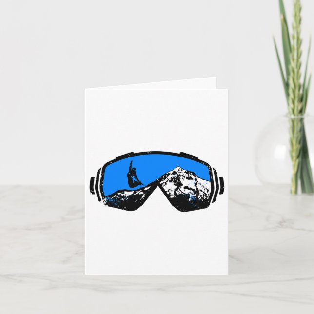 Snowboarding Ski Goggles Mountain Distressed Desig Card (Front)