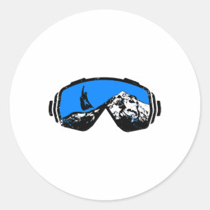 Snowboarding Ski Goggles Mountain Distressed Desig Classic Round Sticker