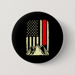Snowboarding skiing snowboard american flag 6 cm round badge