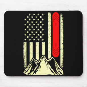 Snowboarding skiing snowboard american flag mouse pad