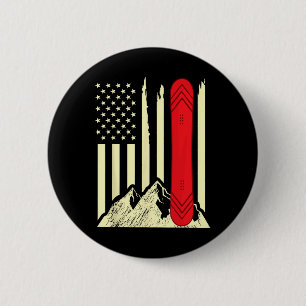 Snowboarding Skiing Snowboard American Flag Snowbo 6 Cm Round Badge