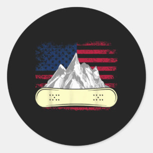 Snowboarding Skiing Snowboard American Flag Snowbo Classic Round Sticker