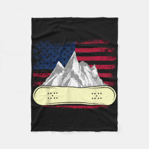 Snowboarding Skiing Snowboard American Flag Snowbo Fleece Blanket