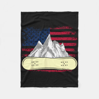 Snowboarding Skiing Snowboard American Flag Snowbo Fleece Blanket