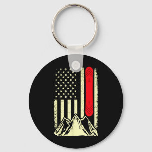 Snowboarding Skiing Snowboard American Flag Snowbo Key Ring