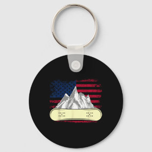 Snowboarding Skiing Snowboard American Flag Snowbo Key Ring