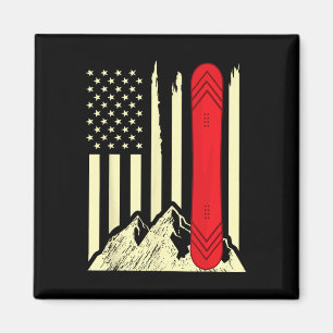 Snowboarding Skiing Snowboard American Flag Snowbo Magnet